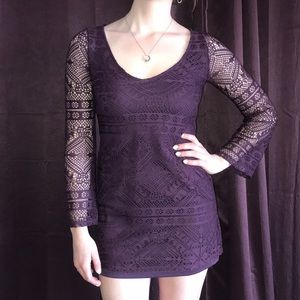 purple lace mini dress